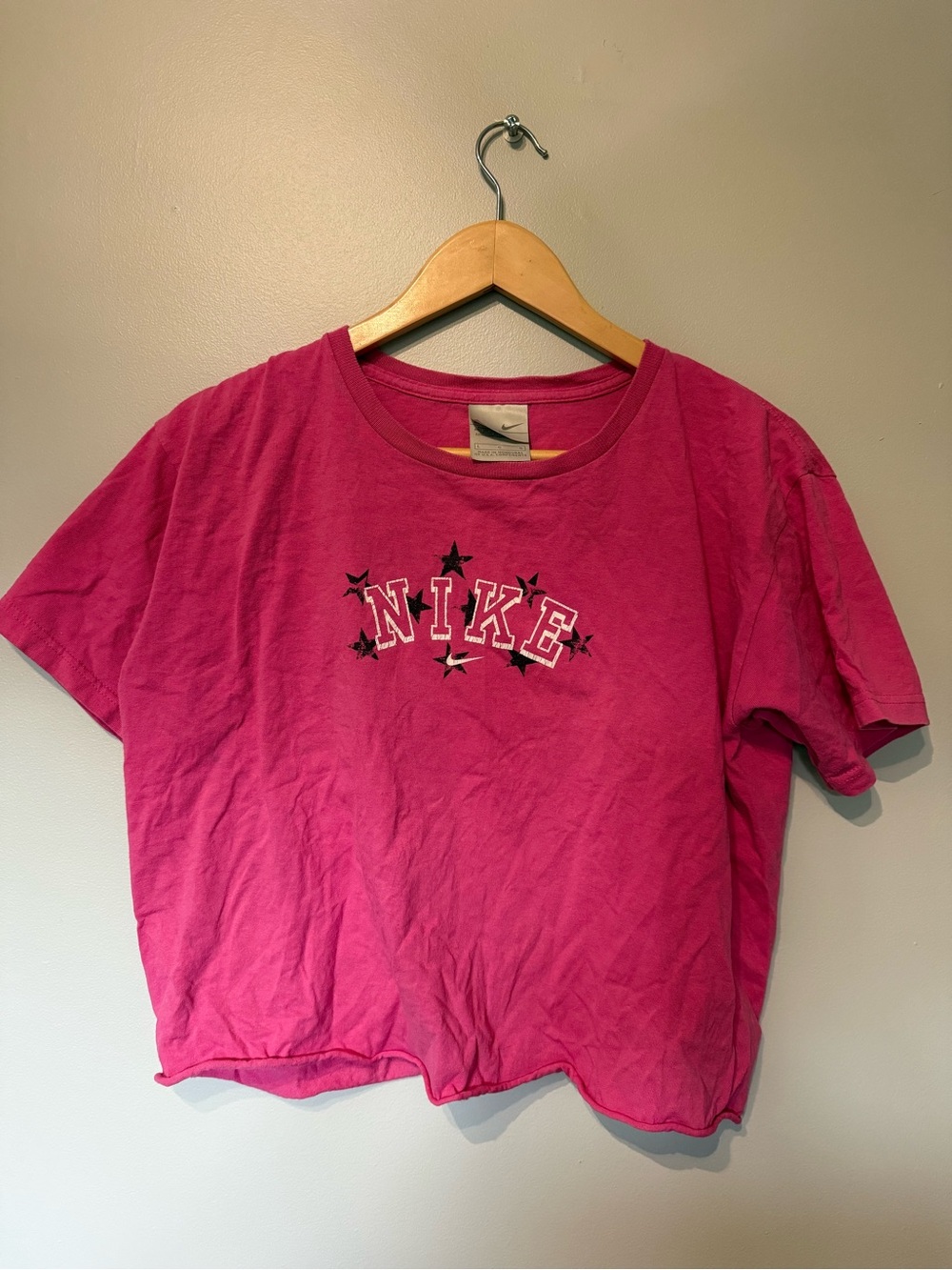 Nike Hot Pink Star Logo Cropped Tee